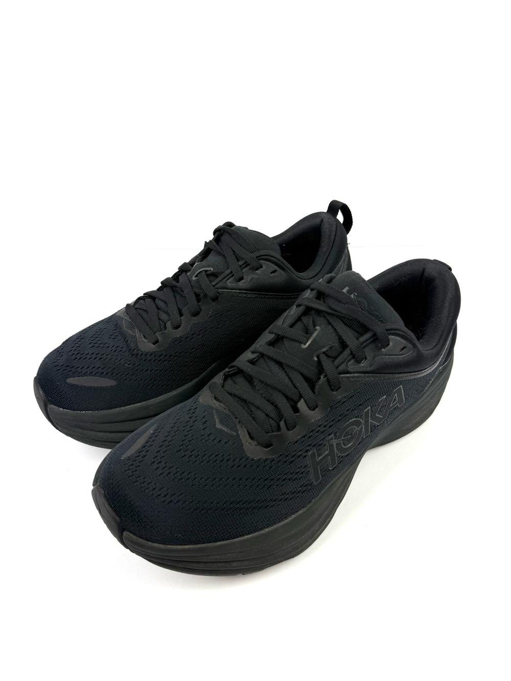 Hoka Bondi 8 Womens Sneakers 8 All Black Lace Up Running Workout